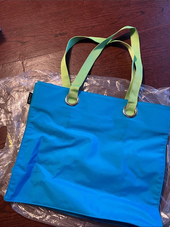 Milano Handbags - Milano Turquoise Tote with Lime Green Straps